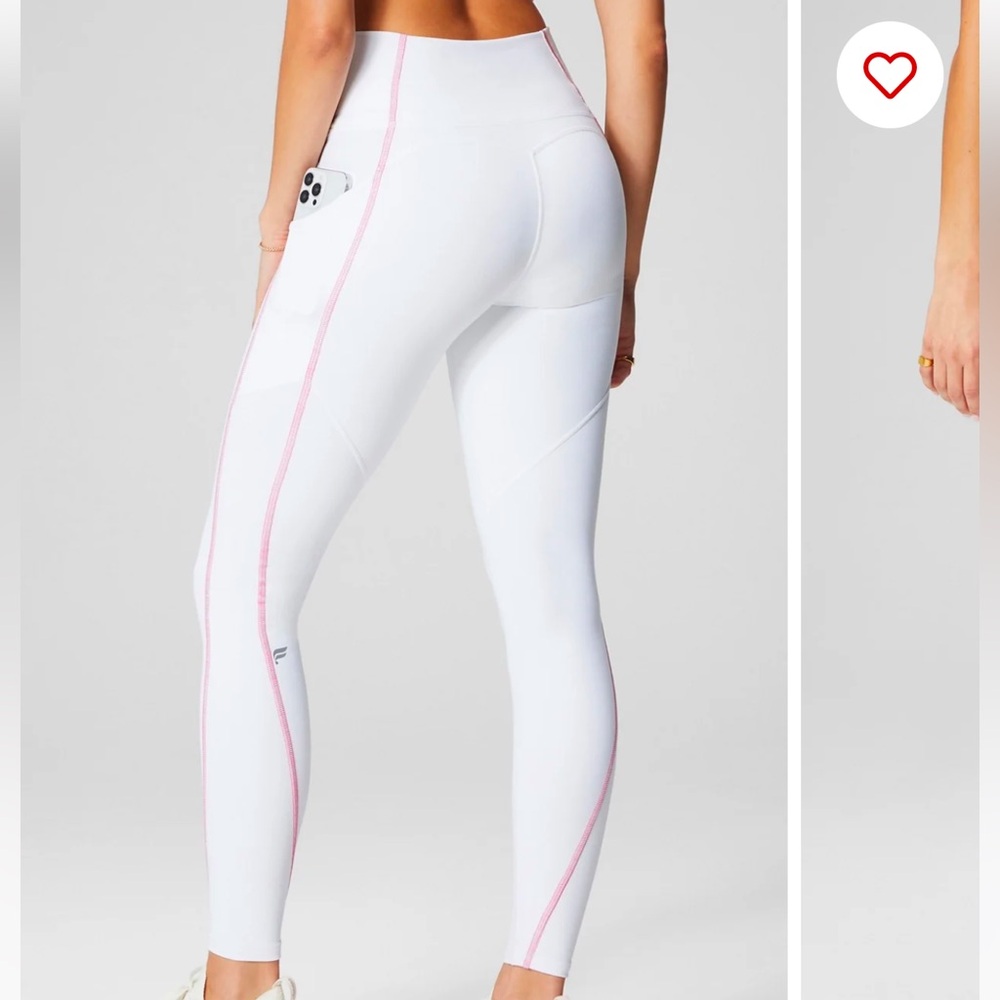 Oasis PureLuxe HighWaisted White Leggings Pink L fabletics NWOT